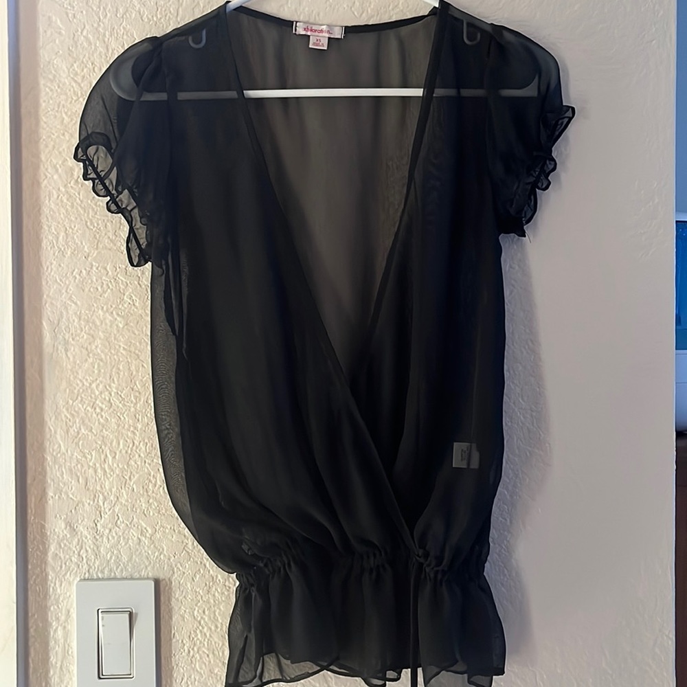 Black, sheer, overlay top